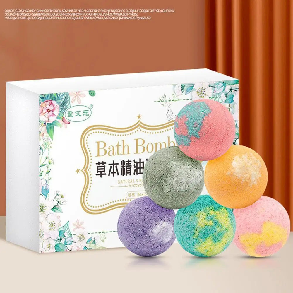 12Pcs Herbal Essential Oil Bubble Bath Ball Bombs