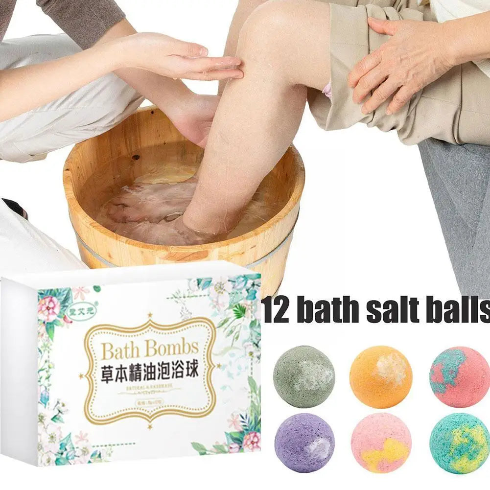 12Pcs Herbal Essential Oil Bubble Bath Ball Bombs