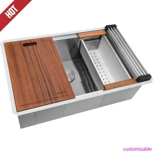 Ruvati 28 Workstation Kitchen Sink: 16 Gauge Stainless Steel