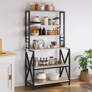 6-Tier Kitchen Bakers Rack, 31.5 Inch Coffee Bar Table.
