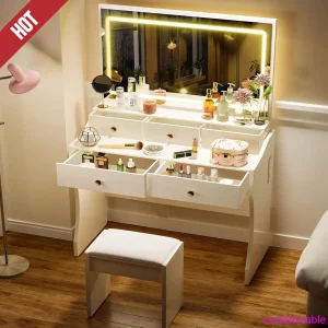 Luxury Makeup Vanity Desk with Illuminated Mirror/Lighting