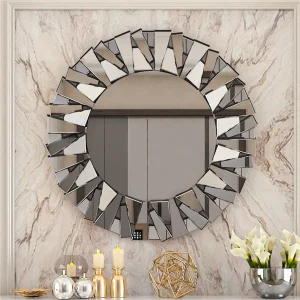 Unique Sunburst Wall Mirror Round 800MM Beveled Glass