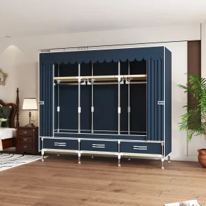 Wardrobe Closet, Steel Frame, Cover, Compartment, Drawers