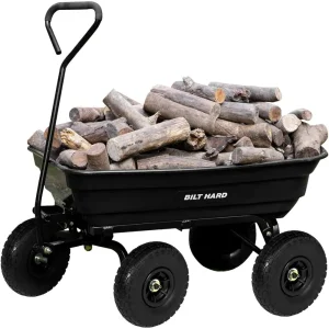 BILT HARD 4 Cu.Ft 10" No-Flat Tires Poly Yard Dump Cart