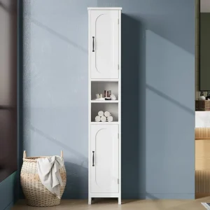 67" Tall Bathroom Storage Cabinet with Lights,