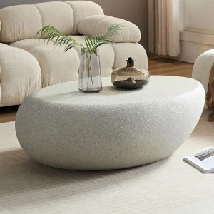 43.3" Oval Coffee Table with Grainy Matte Rocks Pattern