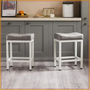 24 Inch Bar Stools Set of 2, Counter Height Leather Stools