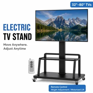 Height Adjustable Mobile TV Stand With Remote Control
