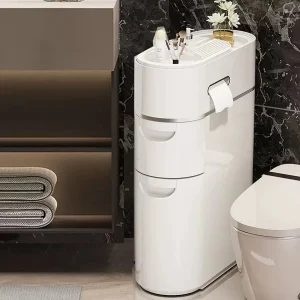 Slender Bathroom Storage Cabinet / Drawers & Tissue Holder