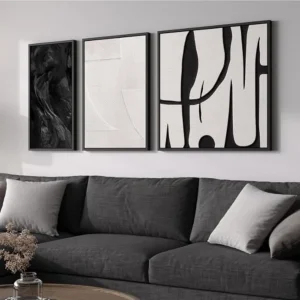 Living Room Decor: Black, and White Abstract Canvas Prints
